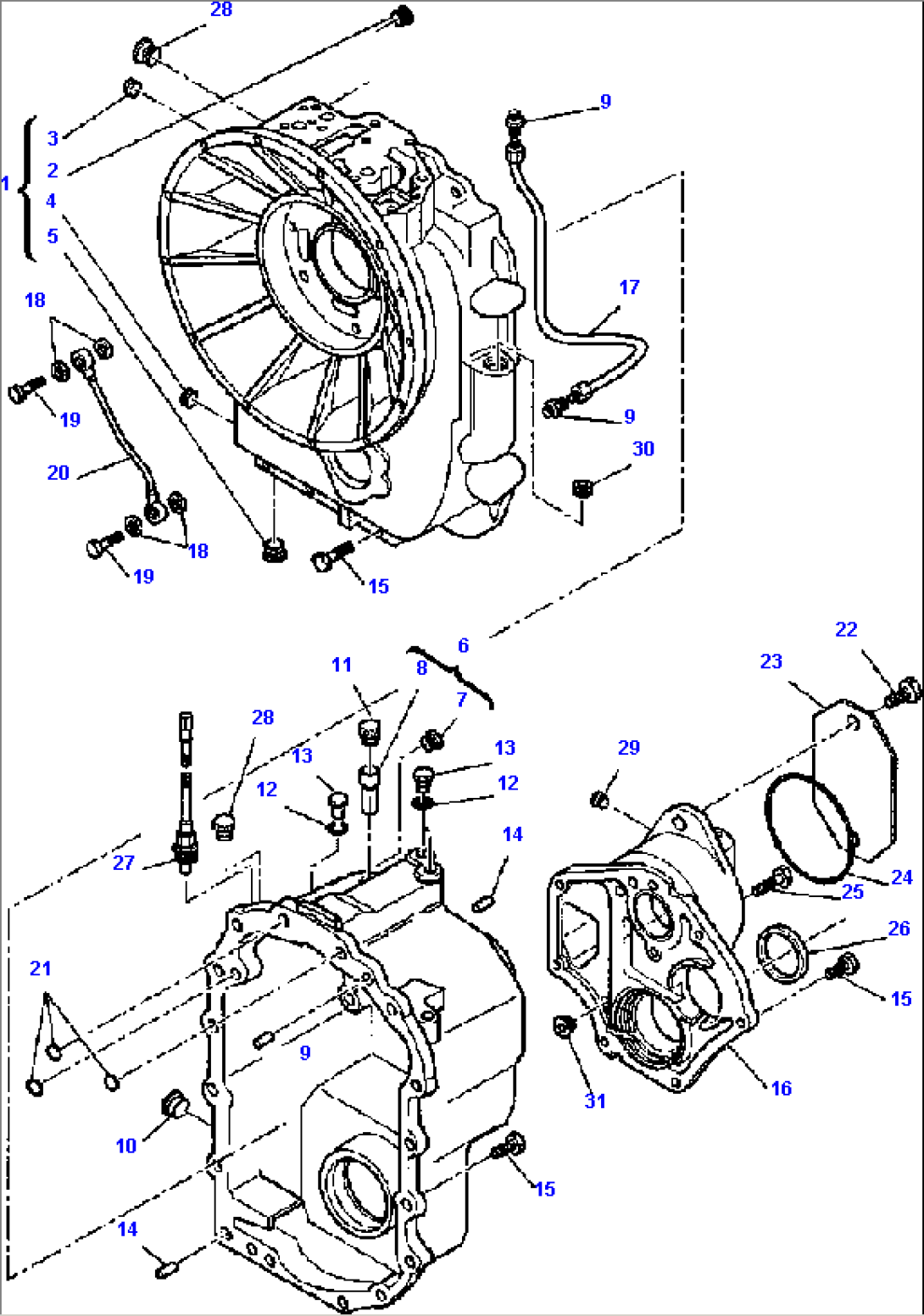 FIG. F3230-01A0 TRANSMISSION (4WD) - FRONT AND REAR HOUSING