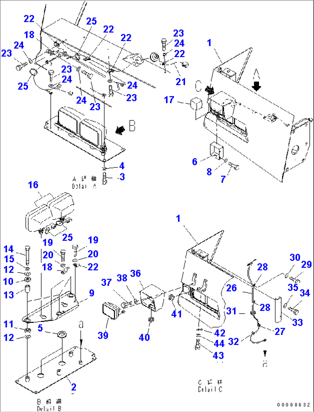 FRONT SUPPORT (R.H.) (SUPPORT AND HEAD LAMP) (FOG LAMP AND BEACON LAMP)(#7936-)