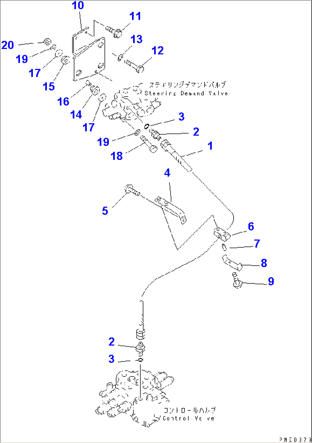 HYDRAULIC PIPING (SWITCH PUMP TO CUT-OFF VALVE LINE) (2/2) (WITH AUTO GREASE SYSTEM)(#50001-)