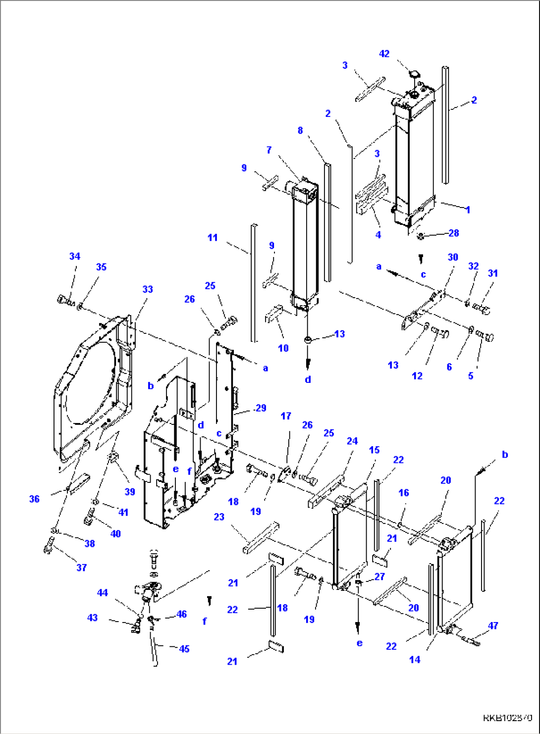 COOLING SYSTEM, WITH RADIATOR PROTECTIVE NET, RADIATOR, AFTERCOOLER AND OIL COOLER