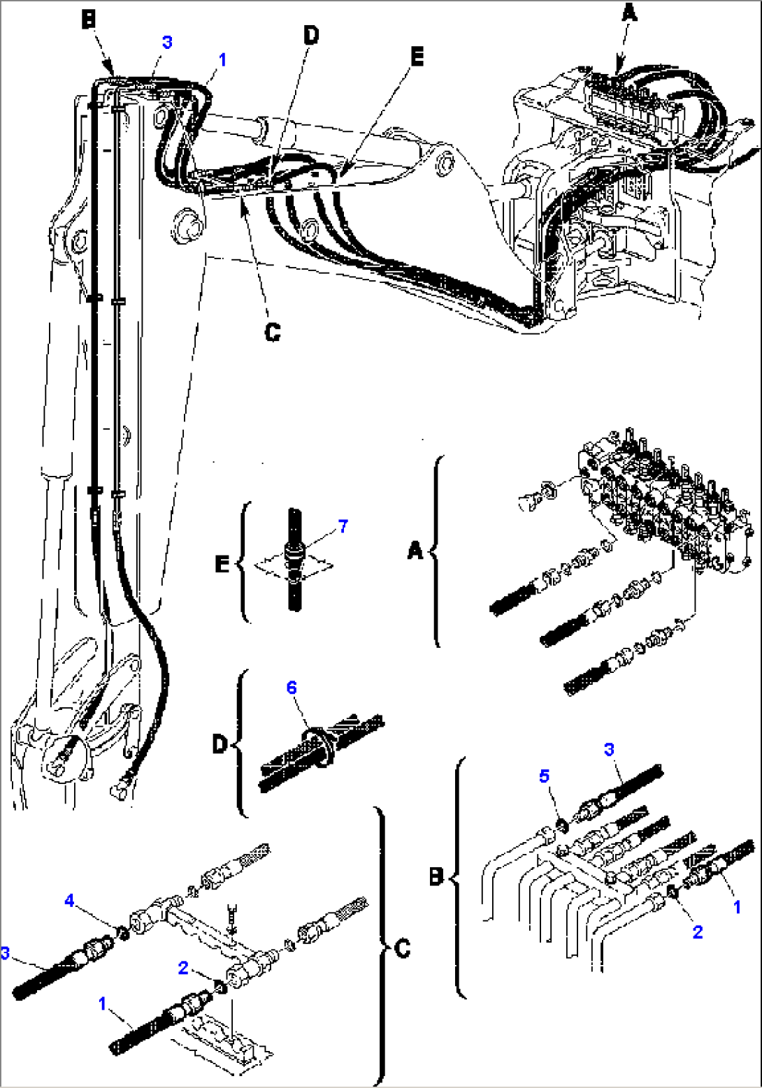 FIG. H6860-01A0 HYDRAULIC PIPING - HAMMER LINE - CONTROL VALVE TO ARM FOR JIG ARM