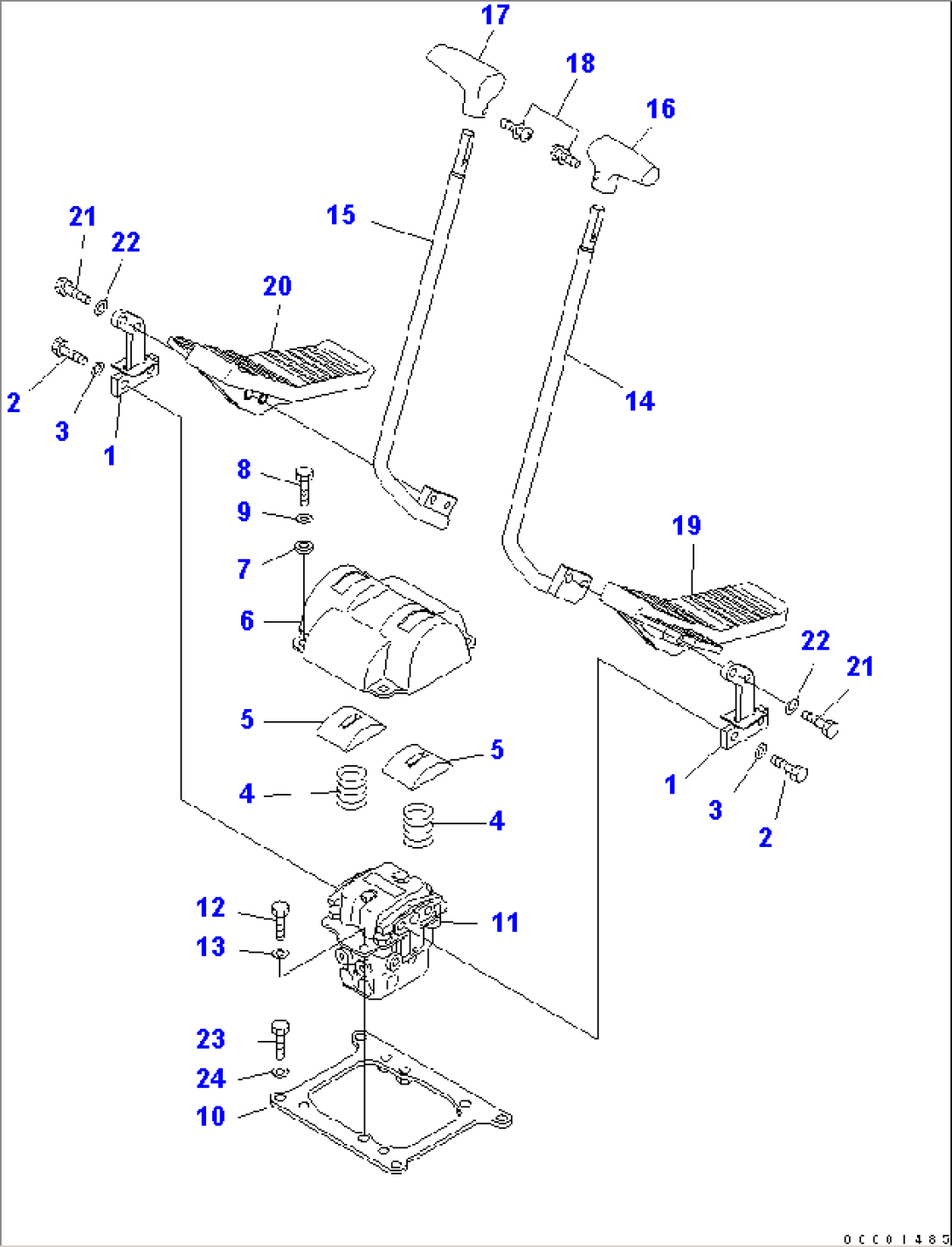 FLOOR FRAME (TRAVEL LEVER) (2 ACTUATOR)(#11001-)