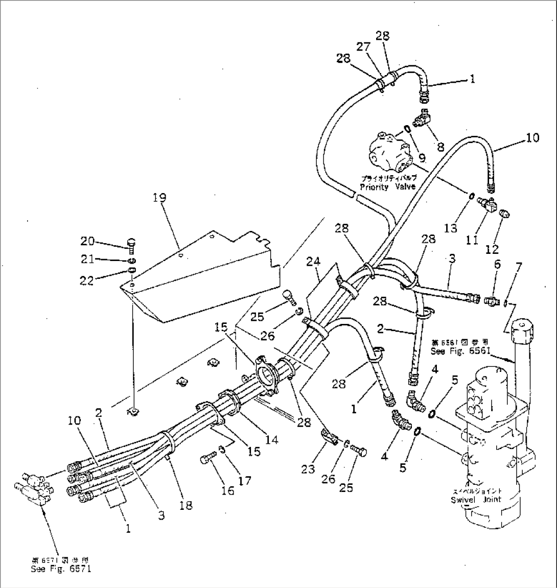 HYDRAULIC PIPING (STEERING VALVE LINE) (2/2)