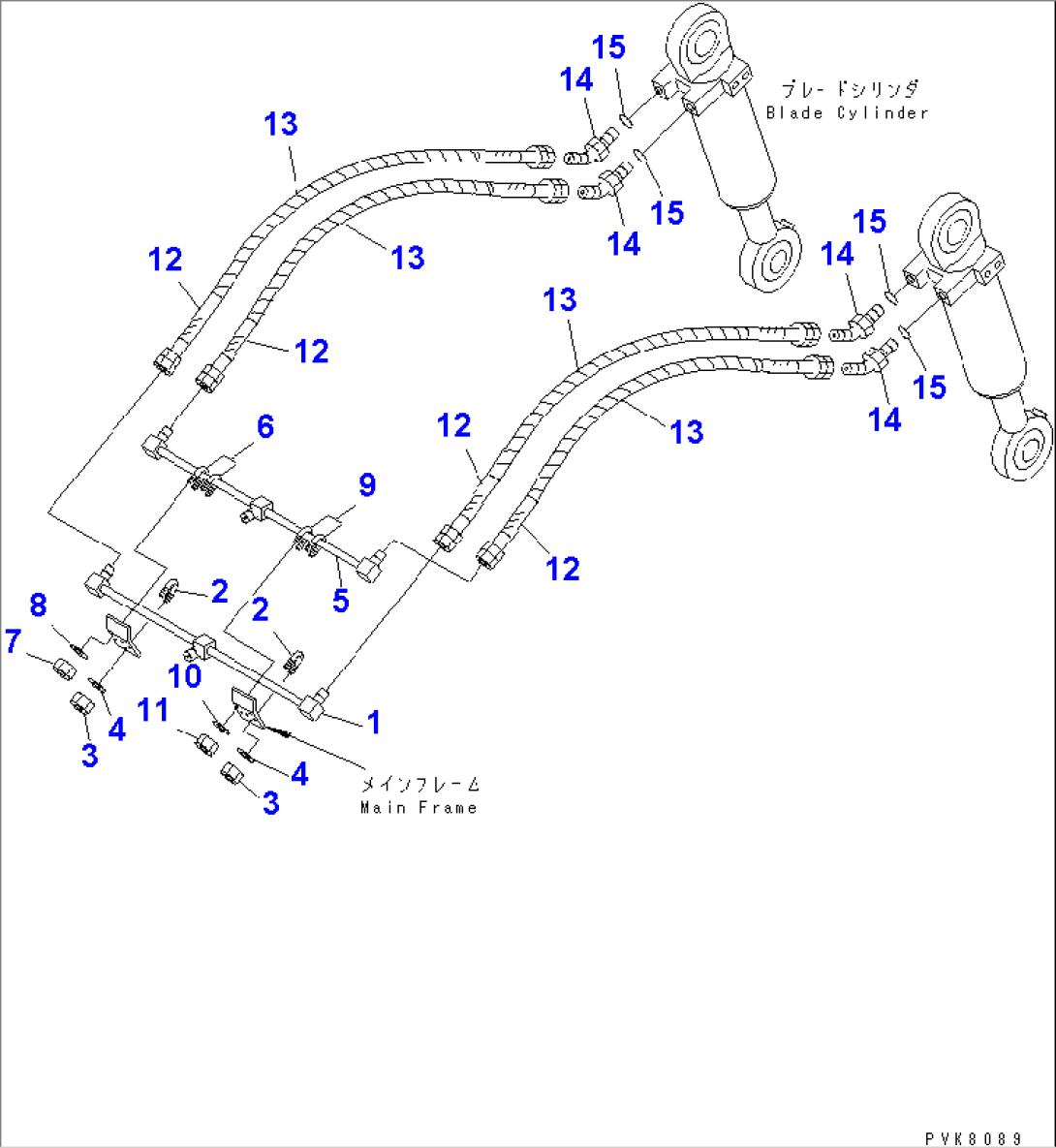 FRONT OUTRIGGER AND REAR DOZER PIPING (2/4)