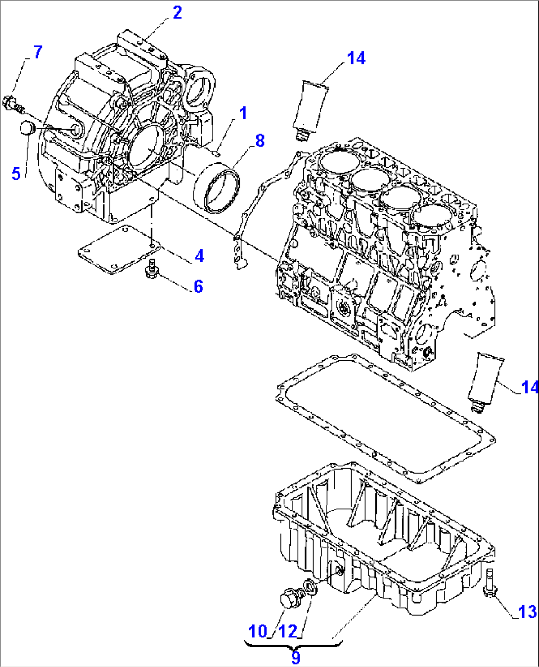 FIG. A0221-03A0 FLYWHEEL HOUSING AND OIL SUMP