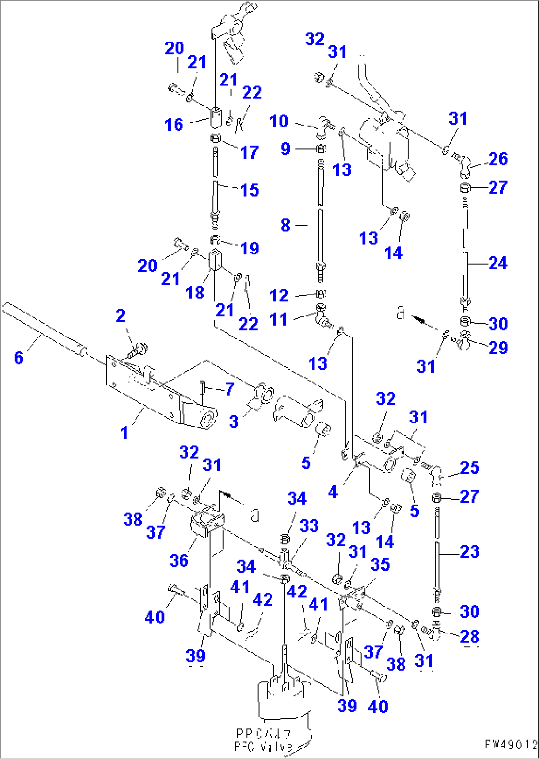 WORK EQUIPMENT CONTROL LINKAGE (WITH 4-SPOOL CONTROL VALVE)(#50001-)