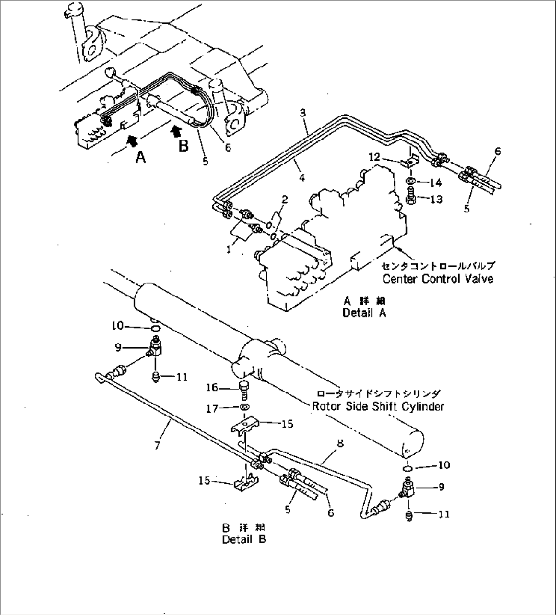 HYDRAULIC PIPING (CENTER CONTROL VALVE TO ROTOR SIDE SHIFT CYLINDER)