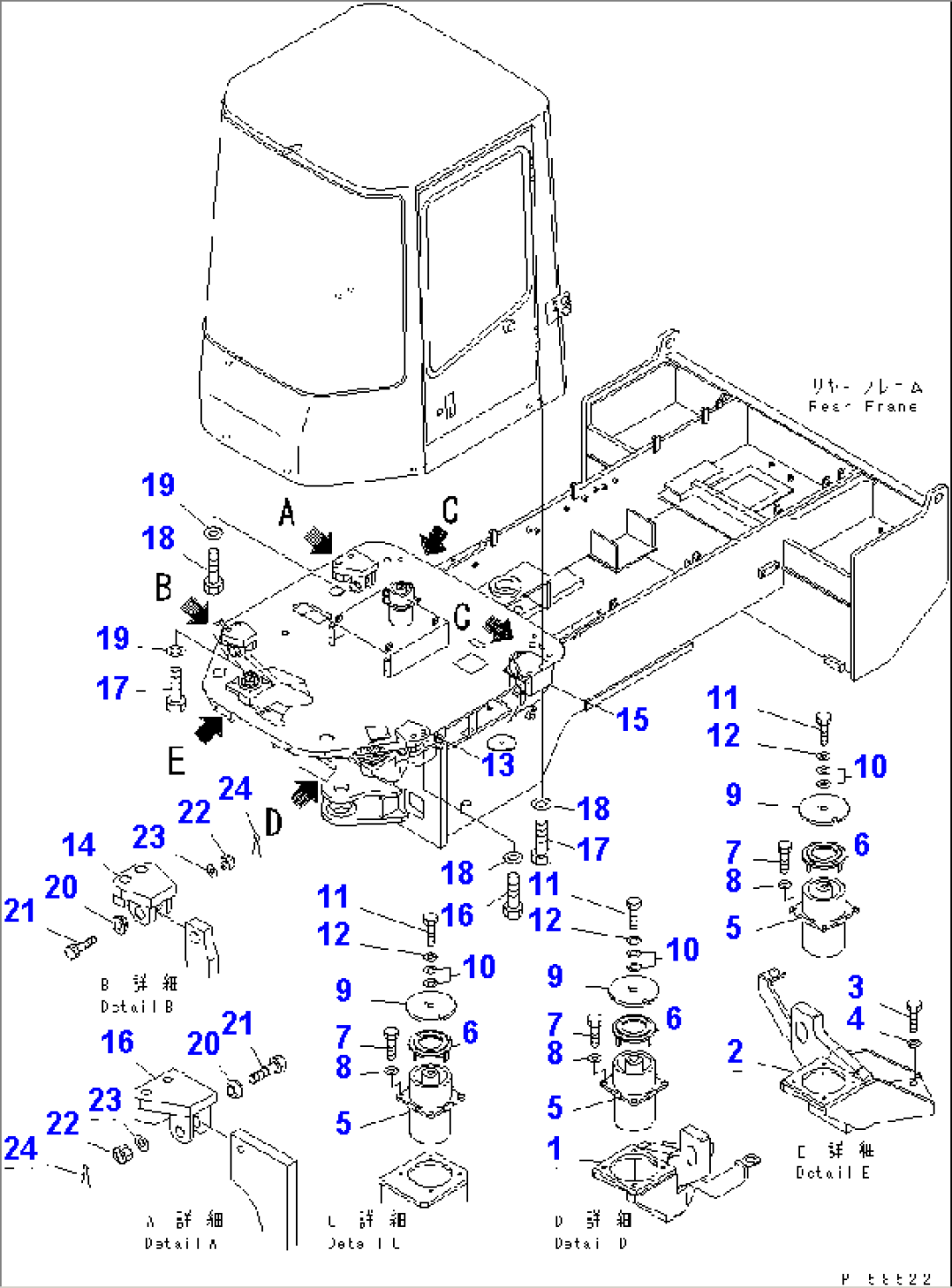 FLOOR FRAME MOUNTING PARTS (CABIN SPEC.)