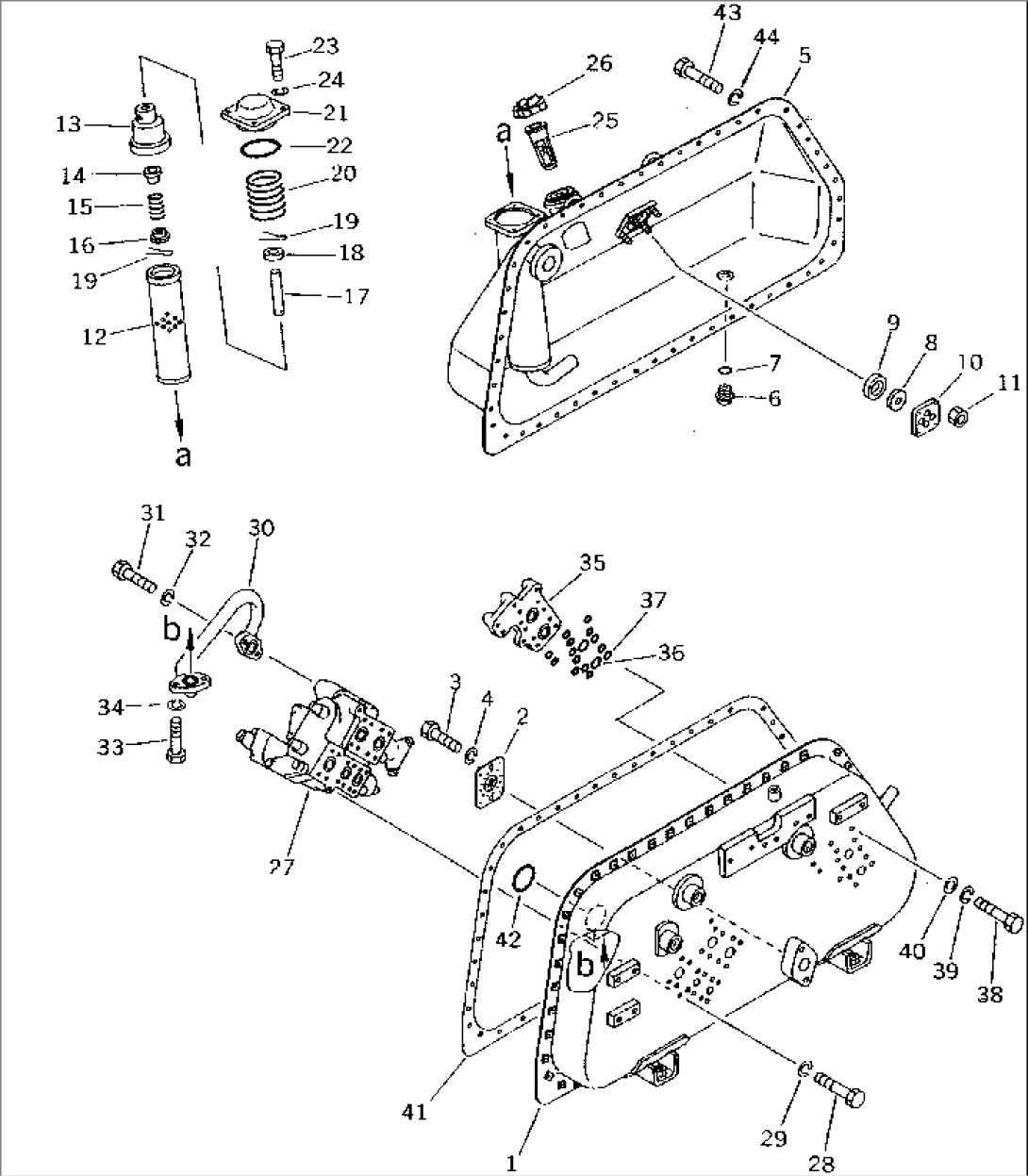 HYDRAULIC TANK AND VALVE (1/4) (FOR STRAIGHT TILT DOZER) (FOR MECHANICAL ANGLE POWER TILT DOZER)