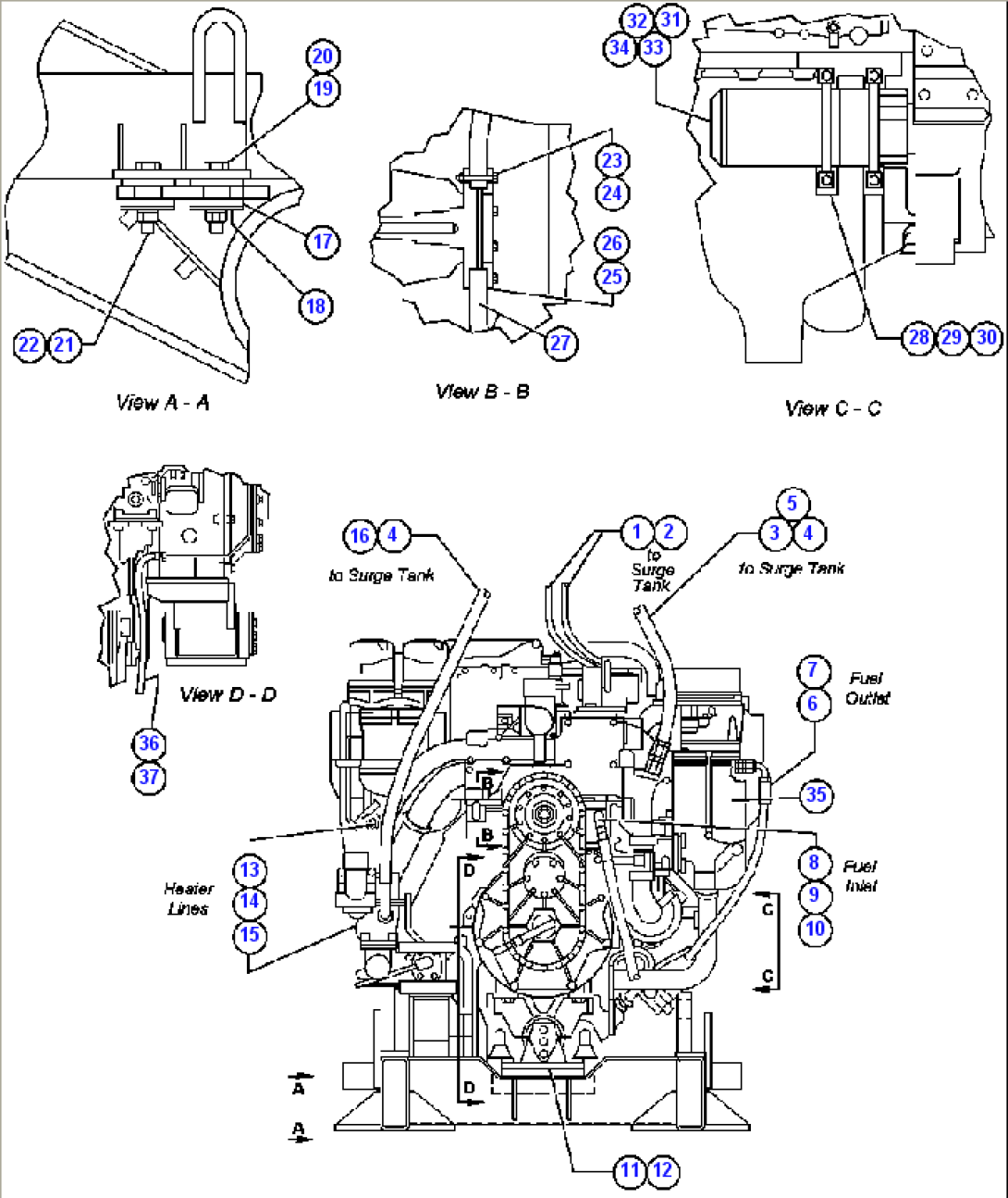 ENGINE & COMPONENTS INSTL (FRONT VIEW)