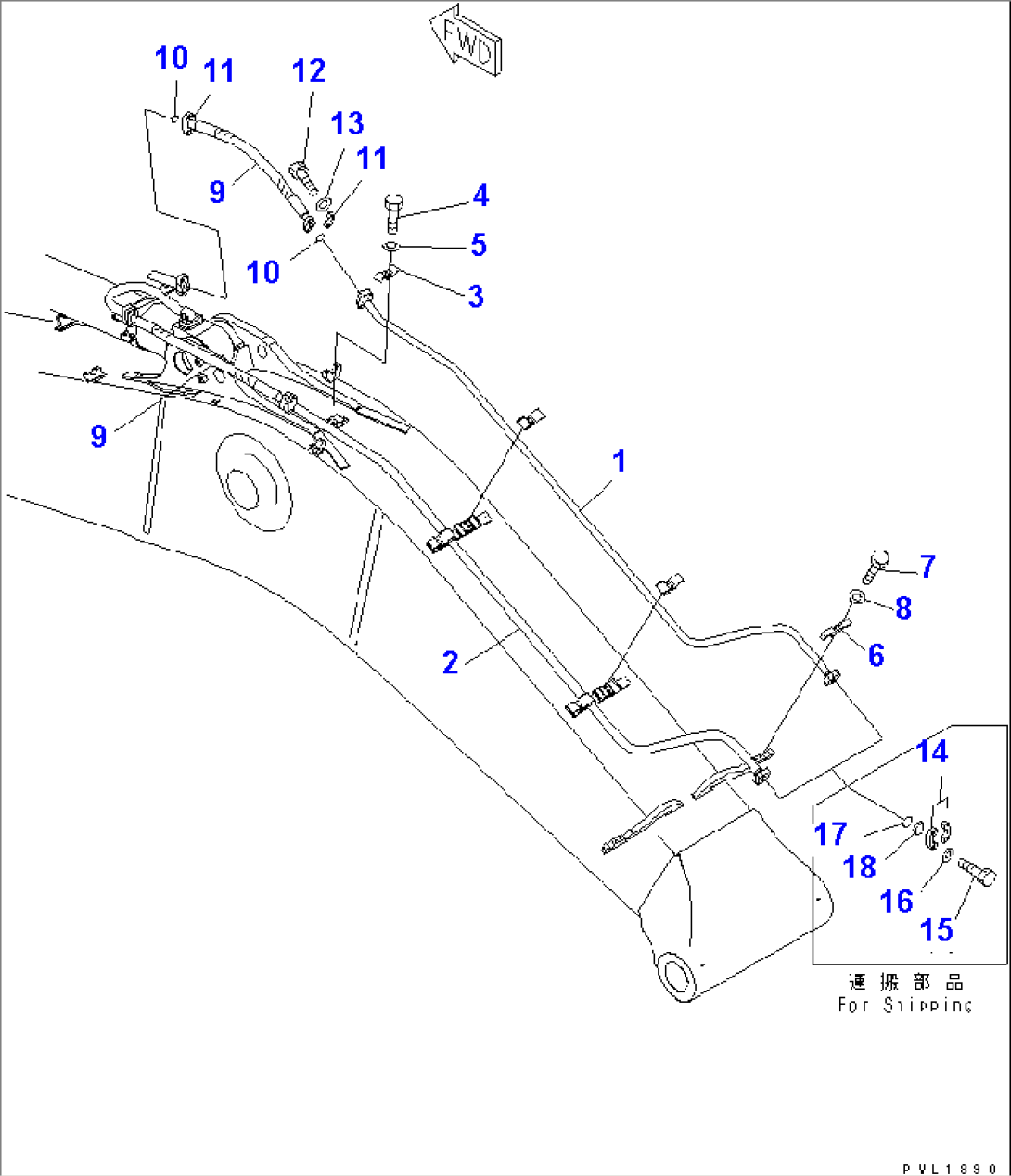 BOOM (7.3M) (ARM CYLINDER LINE)