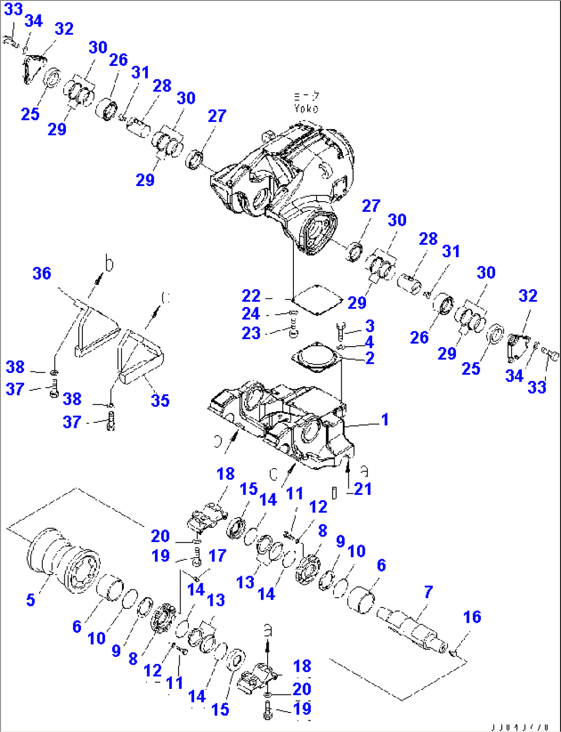 TRACK FRAME (FRONT BOGIE AND TRACK ROLLER) (SINGLE) (L.H.)(#30001-)