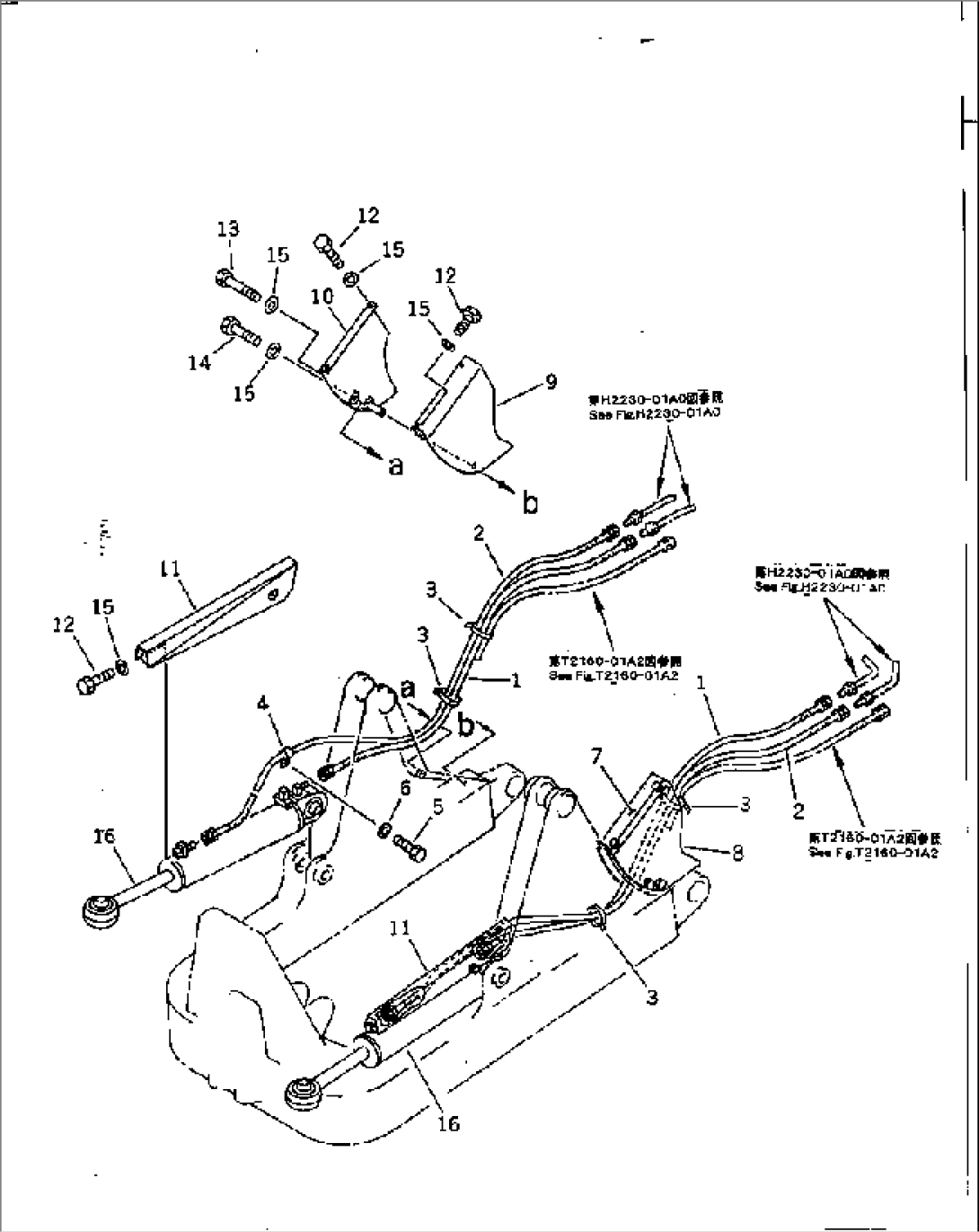 HYDRAULIC PIPING (ANGLE CYLINDER LINE) (DOZER SIDE)(#81261-)