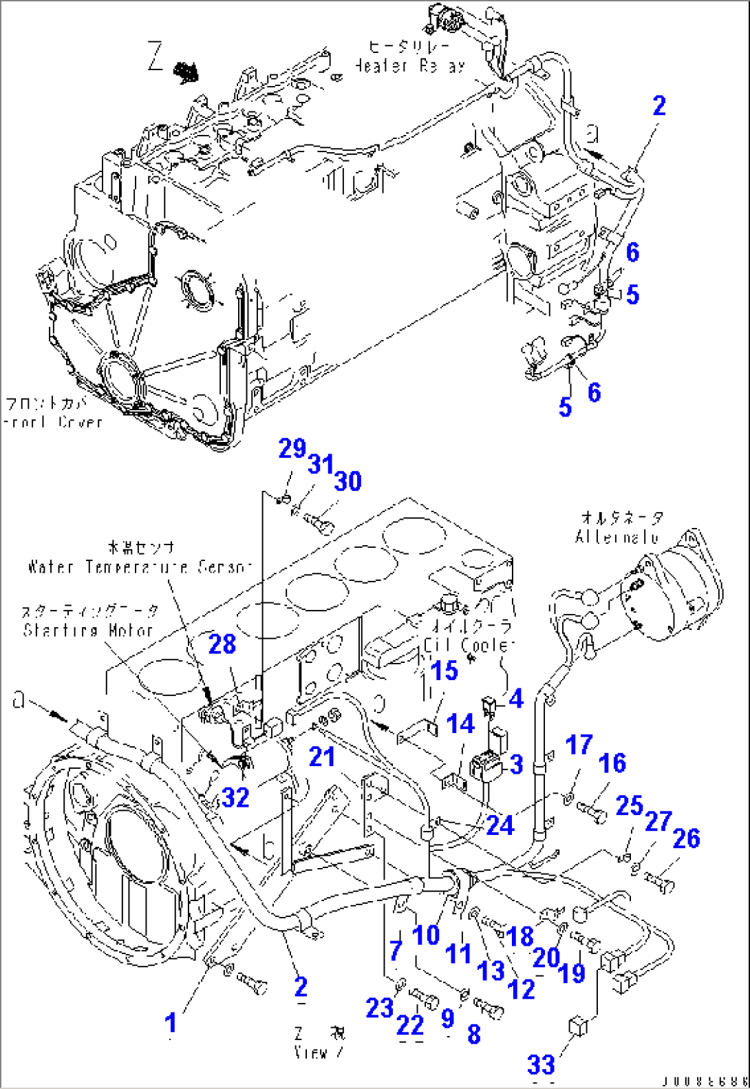 ENGINE WIRING (R.H.) (1/2) (FOR TRIMMING DOZER)
