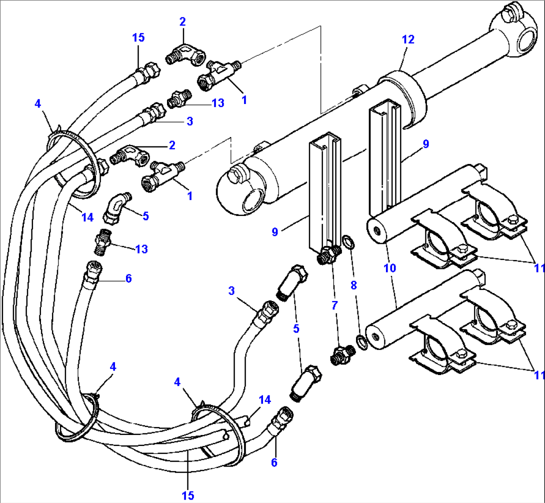 DRAWBAR SIDE SHIFT ACCUMULATOR R.H. & L.H. 90ø BLADE SUSPENSION