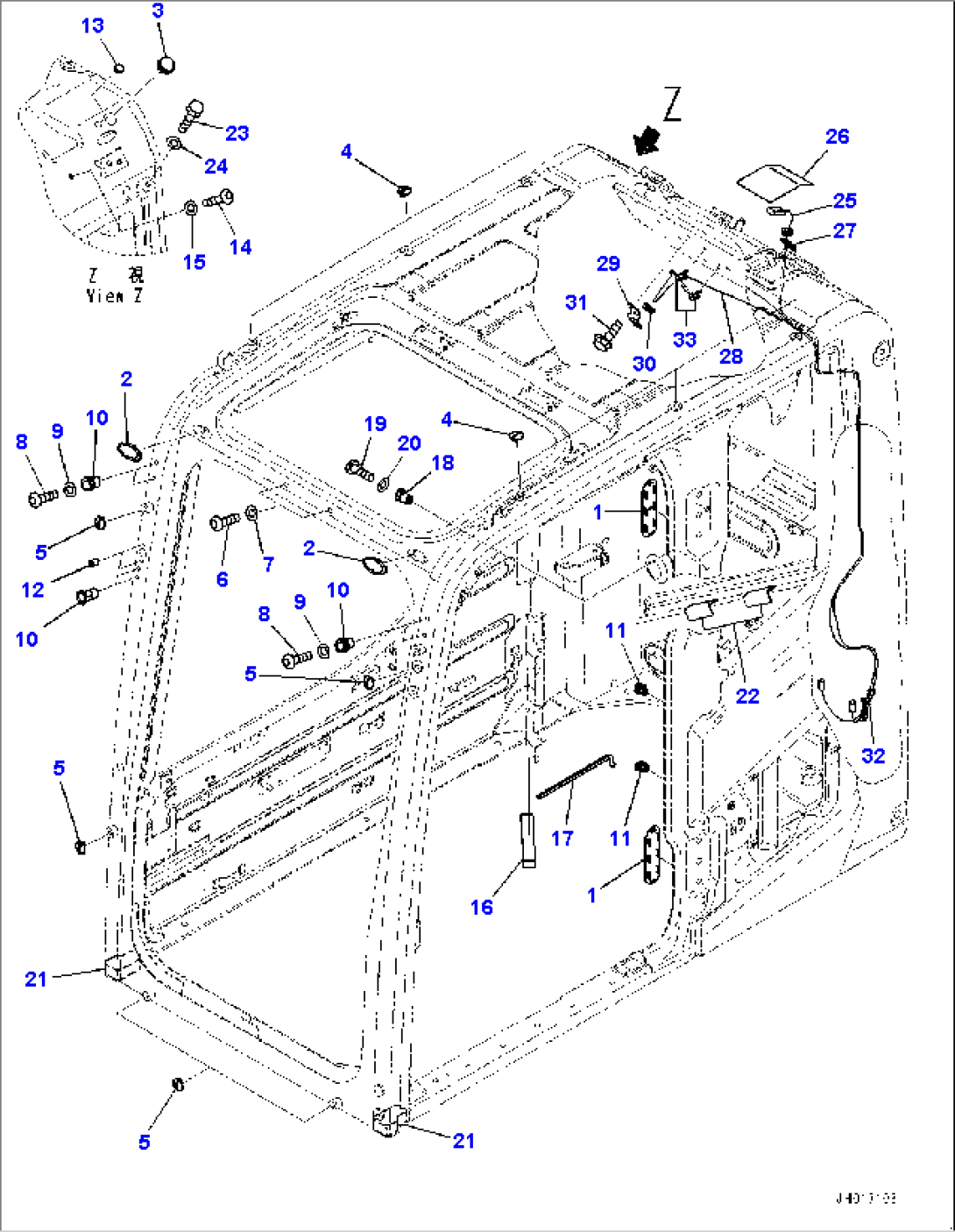 Cab, KOMTRAX Antenna (#90156-)