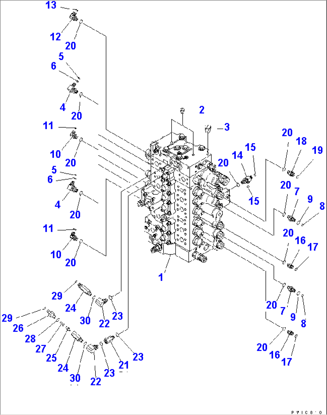 MAIN VALVE (CONNECTING PARTS) (1 ACTUATOR) (1/2)