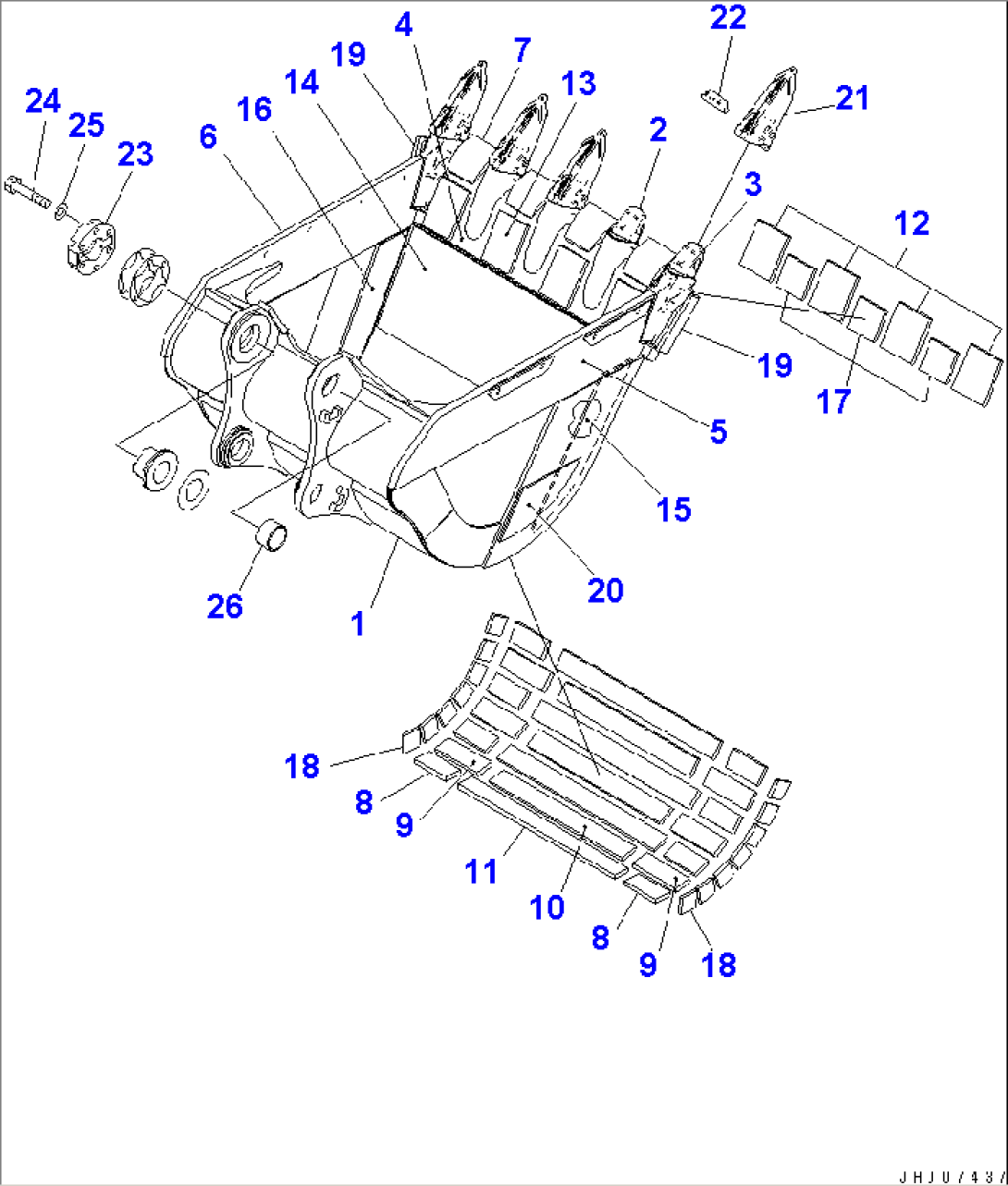 2.8M3 HORIZONTAL PIN TYPE BUCKET (HEAVY DUTY)(#60087-)