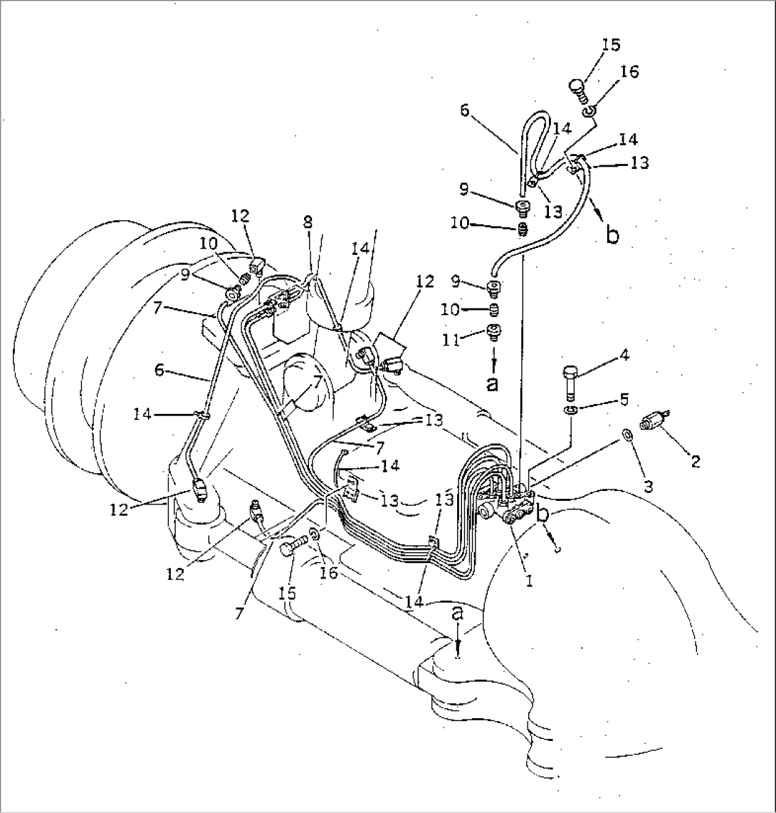 CENTRAL LUBRICATION PIPING (FRONT LOWER R.H. DISTRIBUTOR LINE)