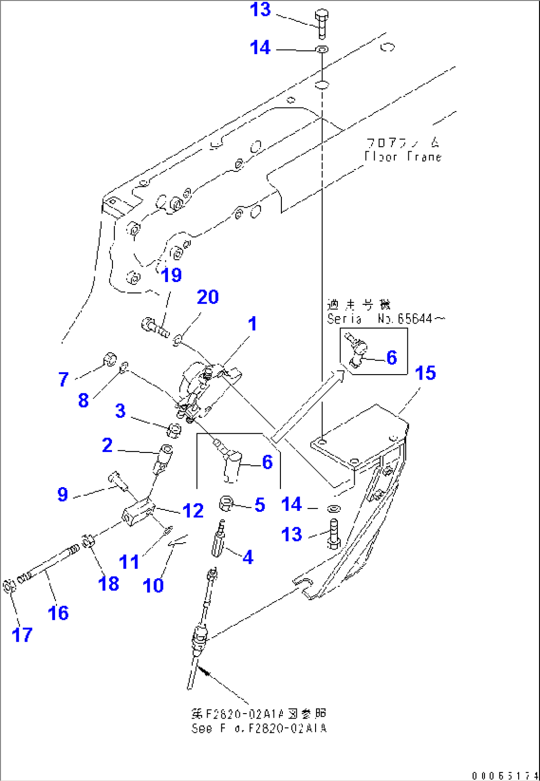 TRAVEL CONTROL (LEVER AND CABLE)(#65001-)