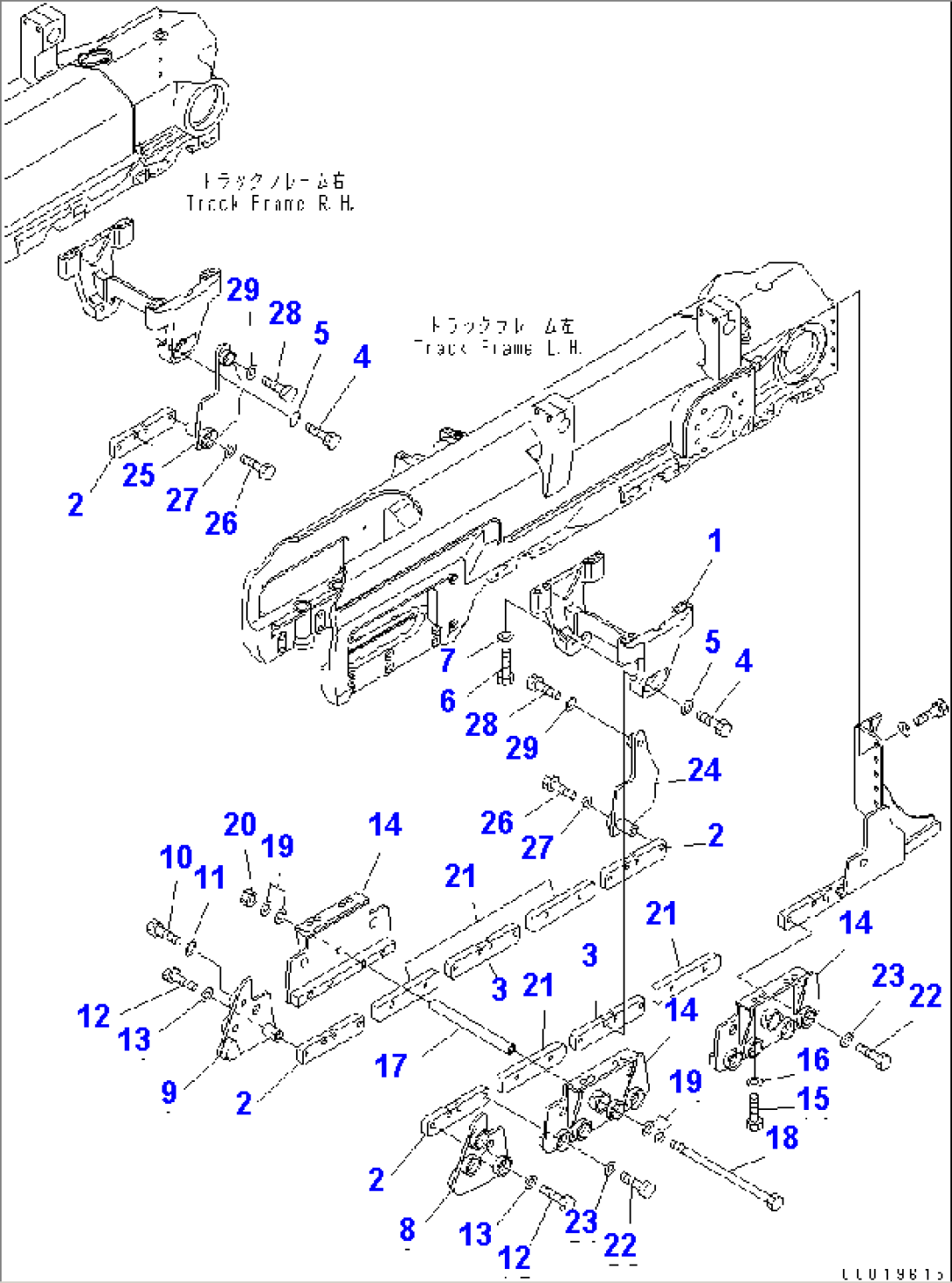 TRACK FRAME (FULL ROLLER GUARD) (FOR LANDFILL SPEC.)(#76001-76433)