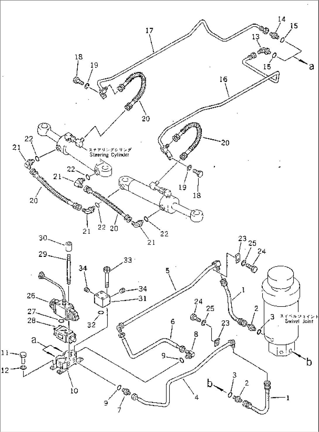 HYDRAULIC PIPING (STEERING FRONT) (EXCEPT JAPAN)
