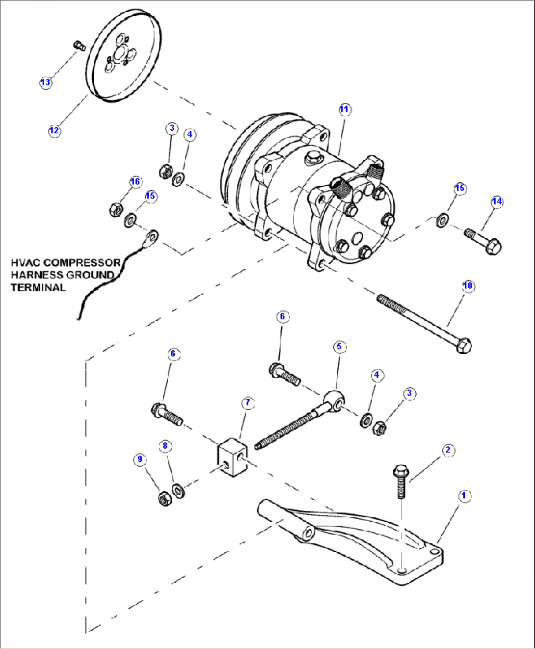 K0700-04A0 AIR CONDITIONER COMPRESSOR AND MOUNTING