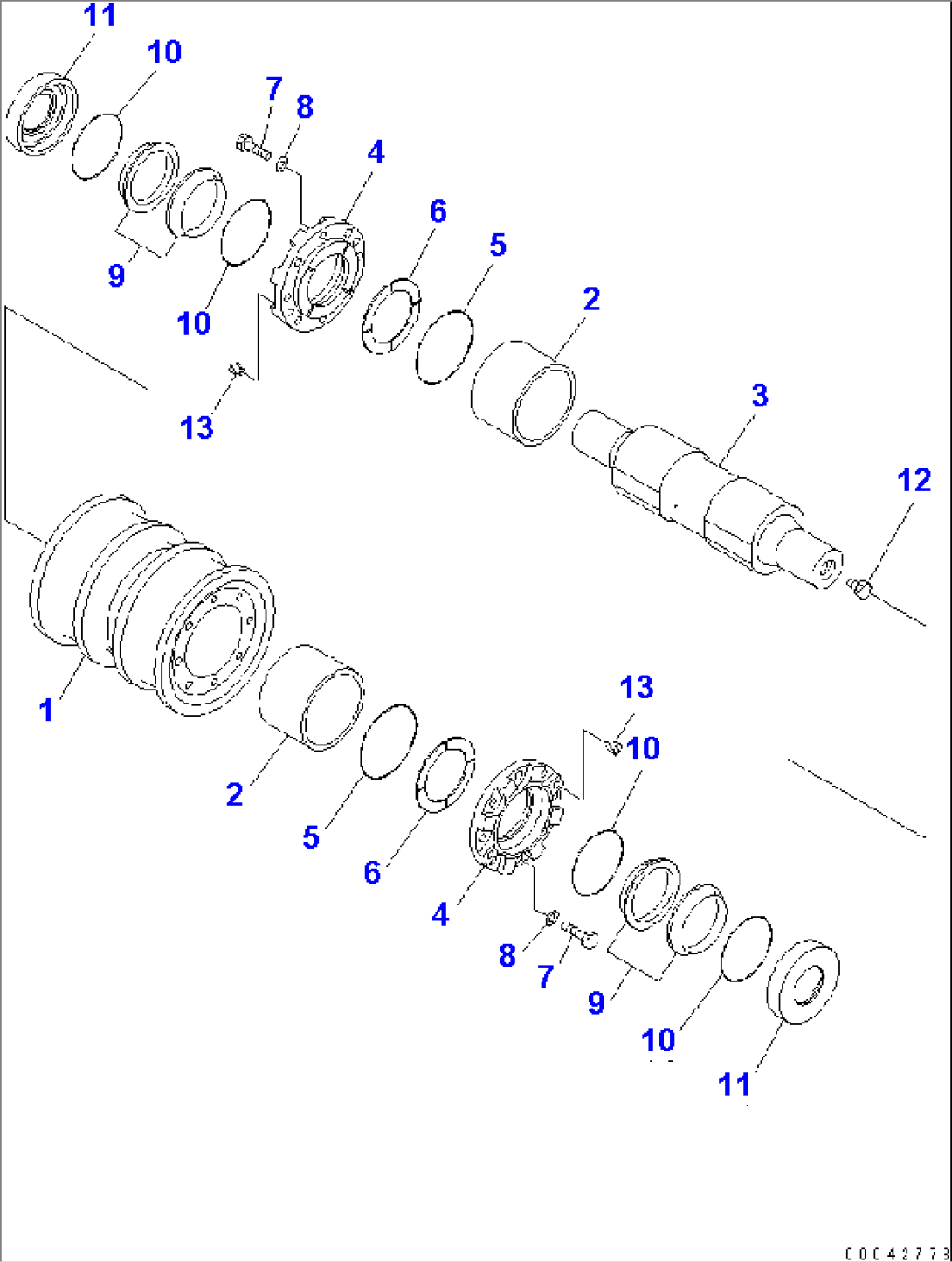 TRACK FRAME (TRACK ROLLER) (DOUBLE) (SECOND BOGIE) (L.H.)(#35001-)