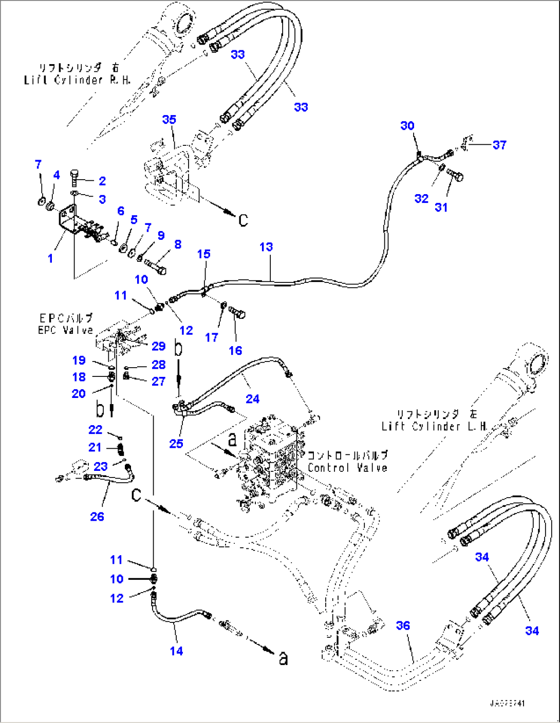 Hydraulic Oil Piping, EPC Valve Piping (#80001-)