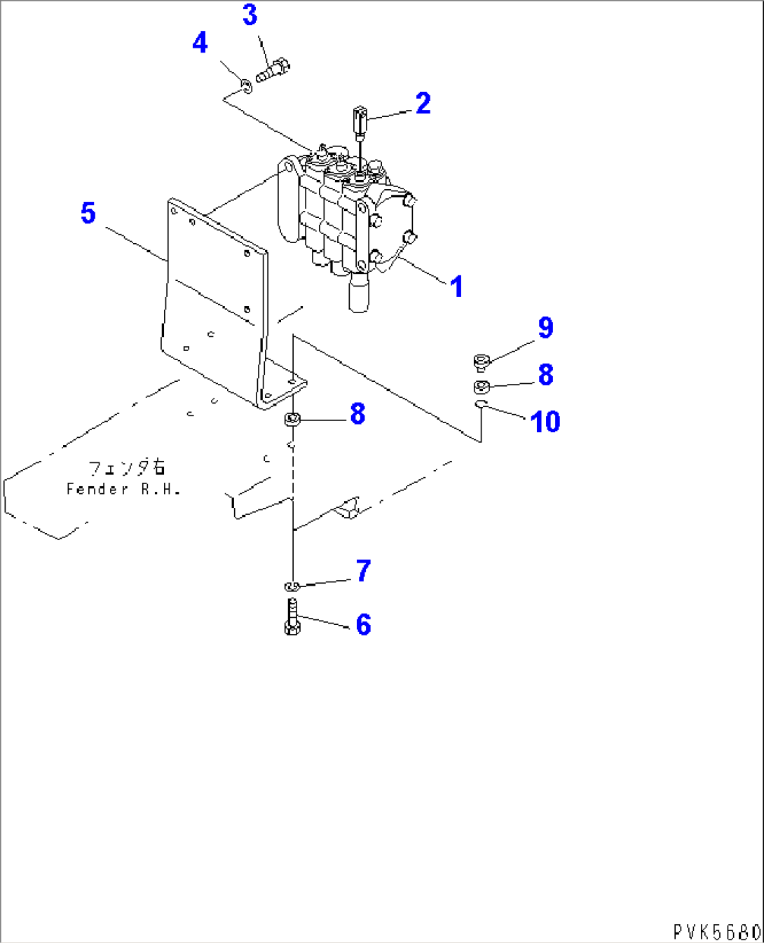 MAIN VALVE (MOUNT) (FOR POWER ANGLE POWER TILT DOZER) (FOR BACK HOE)(#80199-)