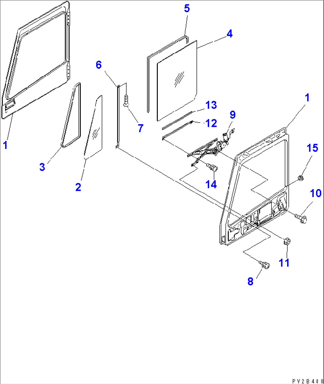 CAB (R.H. DOOR) (WINDOW GLASS AND RELATED PARTS)