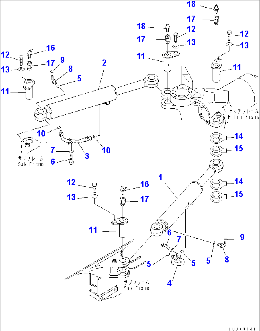 STEERING CYLINDER AND PIPING (-40ßC SPEC.)(#1169-)