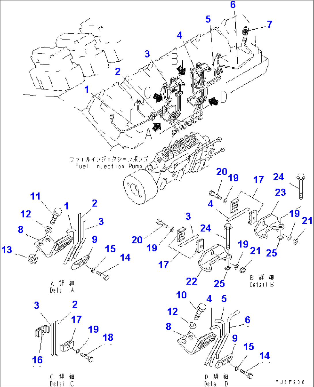 FUEL INJECTION PUMP PIPING (L.H. BANK) (FOR ELECTRICAL GOVERNOR)(#12979-)