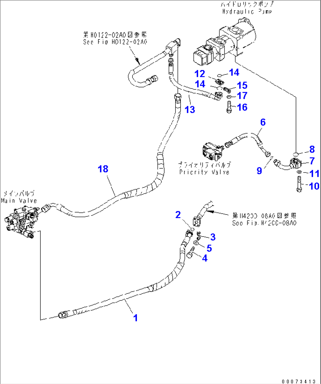 HYDRAULIC PIPING (DRAIN LINE HOSE) (FOR EMERGENCY STEERING)(#75001-)