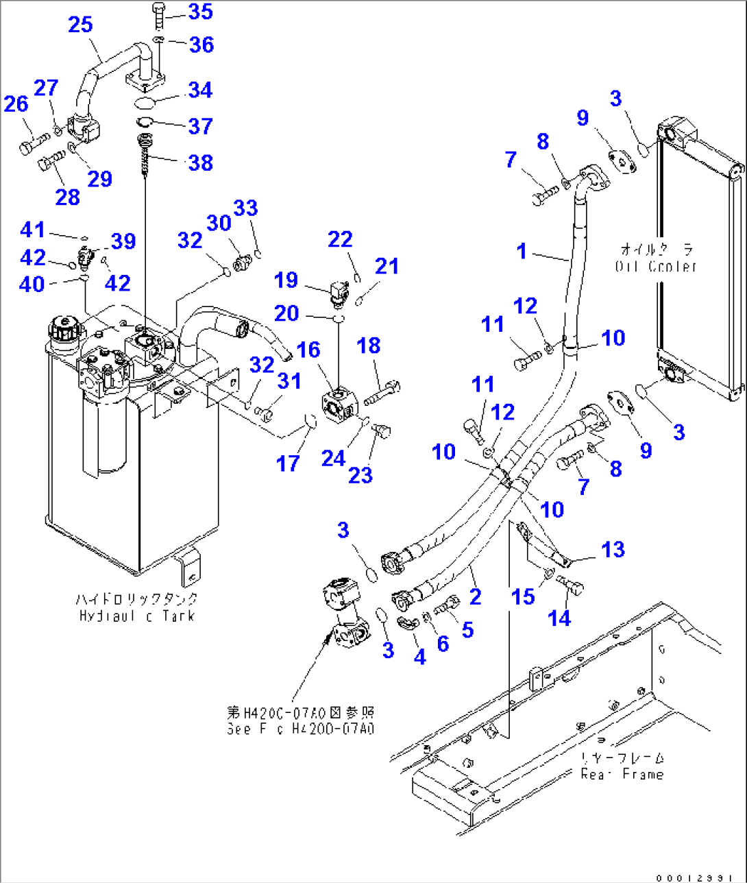 HYDRAULIC PIPING (RETURN LINE) (OIL COOLER)