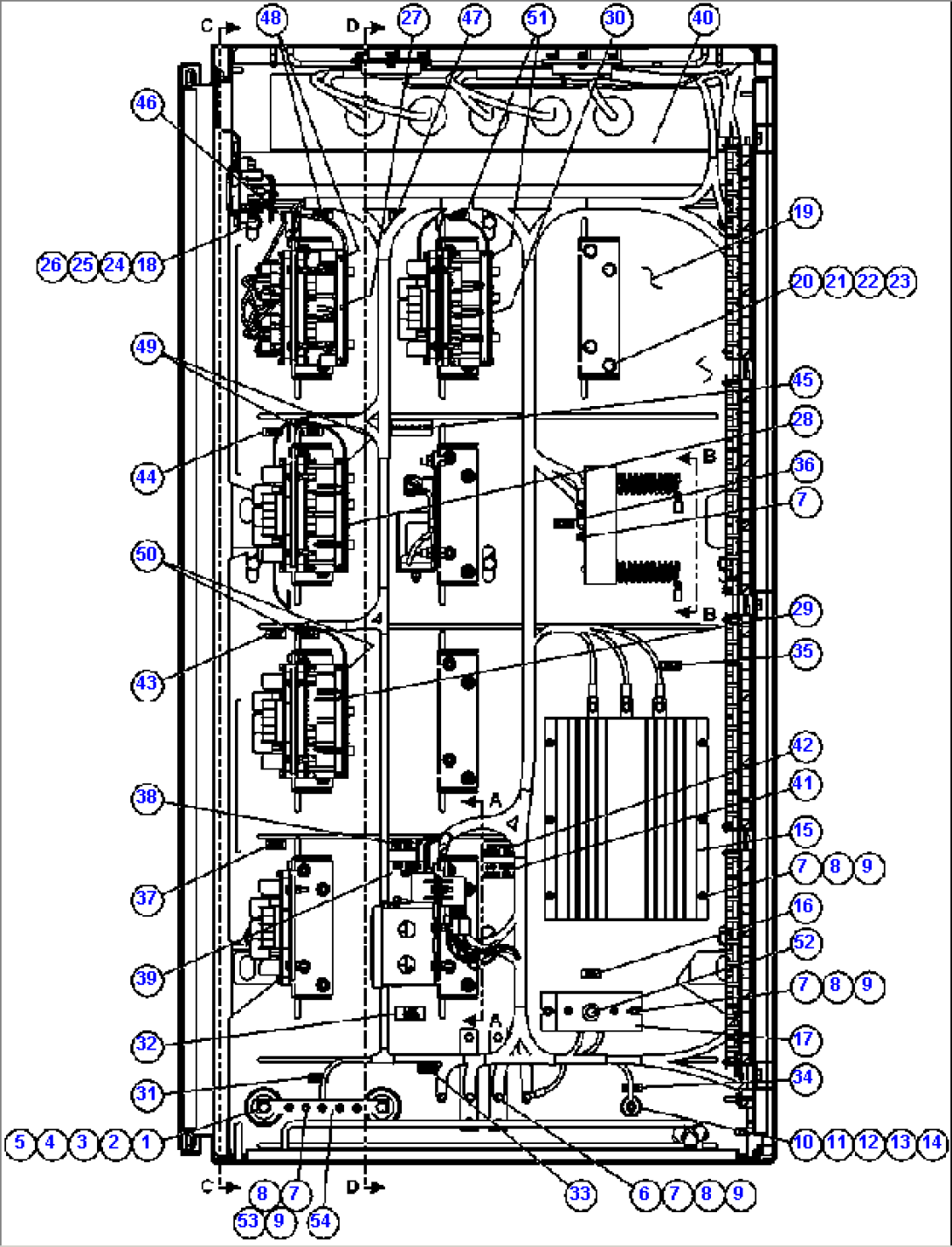 AUXILIARY CONTROL CABINET COMPONENTS - LH WALL 1/2