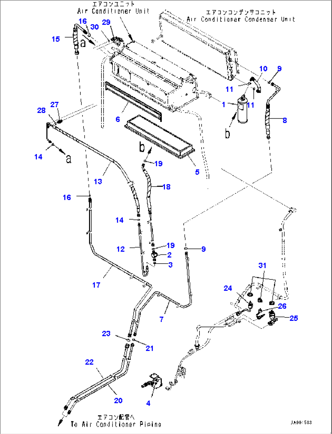 Cab, Air Conditioner Recirculation Air Filter and Fresh Air Filter, Receiver (#30001-)