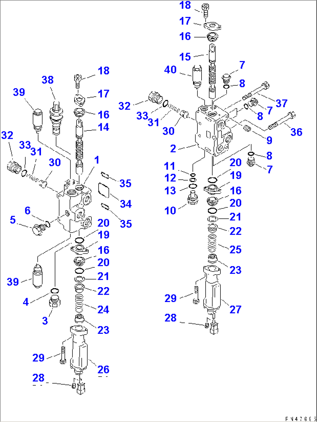 2-SPOOL CONTROL VALVE (1/2)(#60001-)