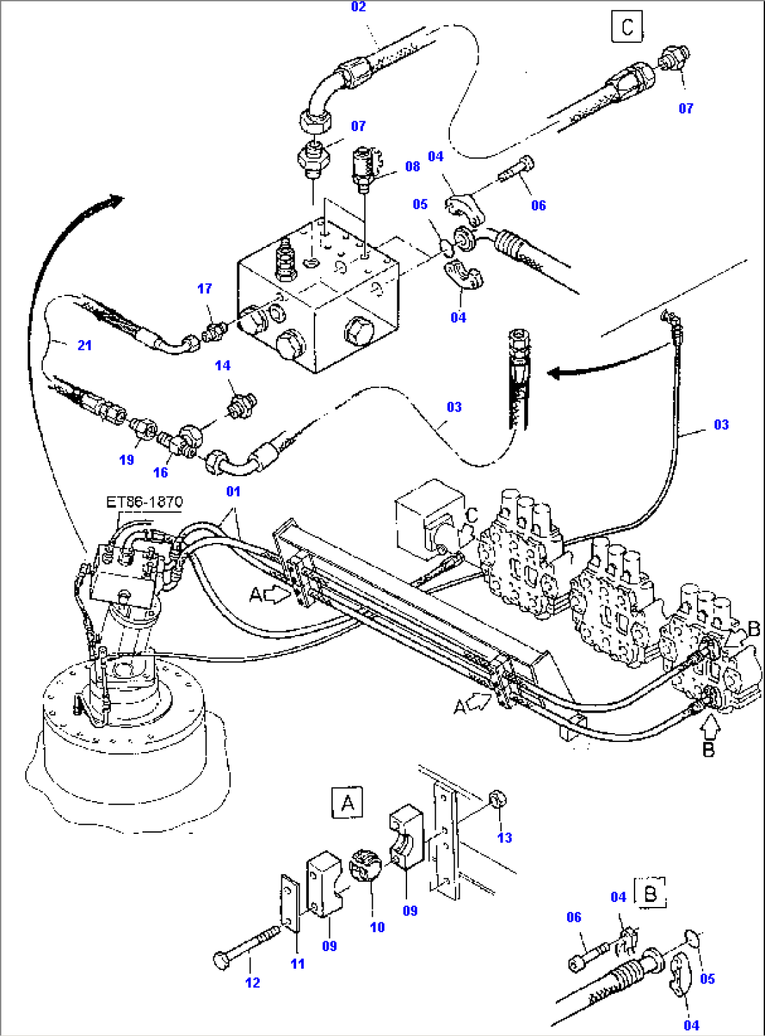 Hydr. Lines for Slew Gear Motor