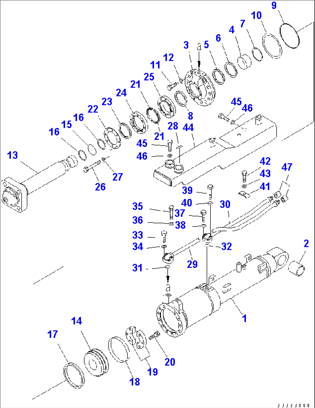 BLADE TILT CYLINDER (COLD WEATHER (B) SPEC.)(#65275-)