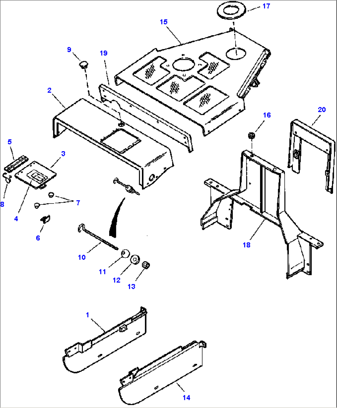 FIG. M2140-01A0 HOOD, FRONT/SIDE COVERS, AND REAR SUPPORT