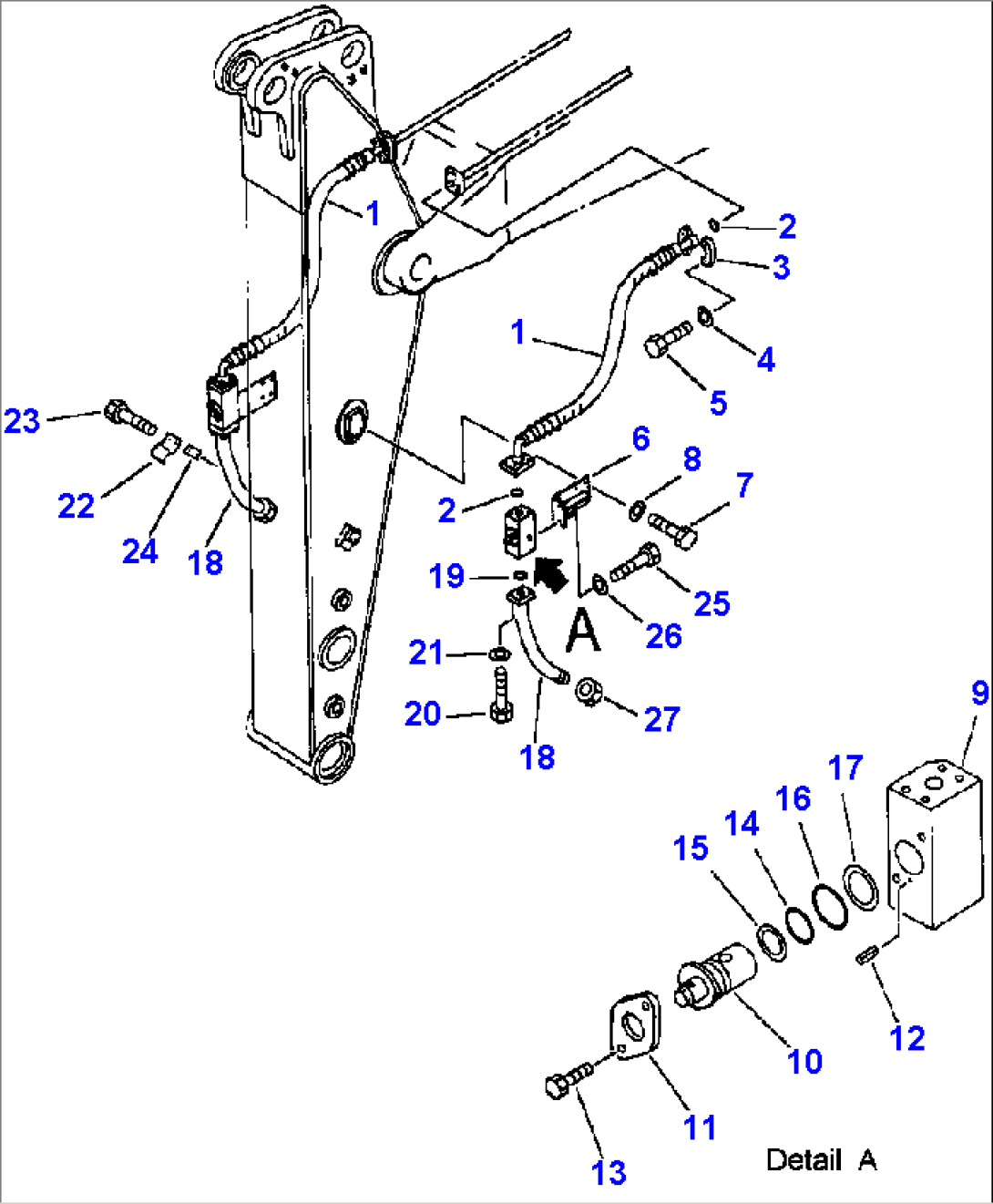 FIG NO. T1200-0517 PIPING - ADDITIONAL HYDRAULICS 1.8M ARM
