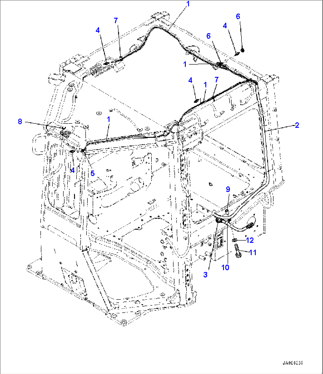 ROPS Cab, Window Washer Piping (#80001-)