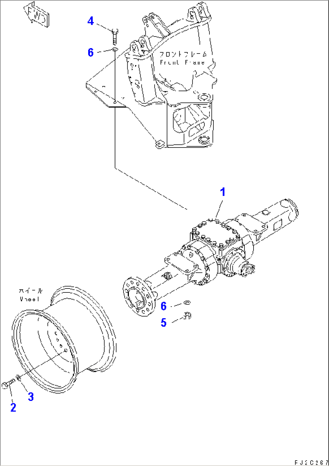 FRONT AXLE AND MOUNTING PARTS