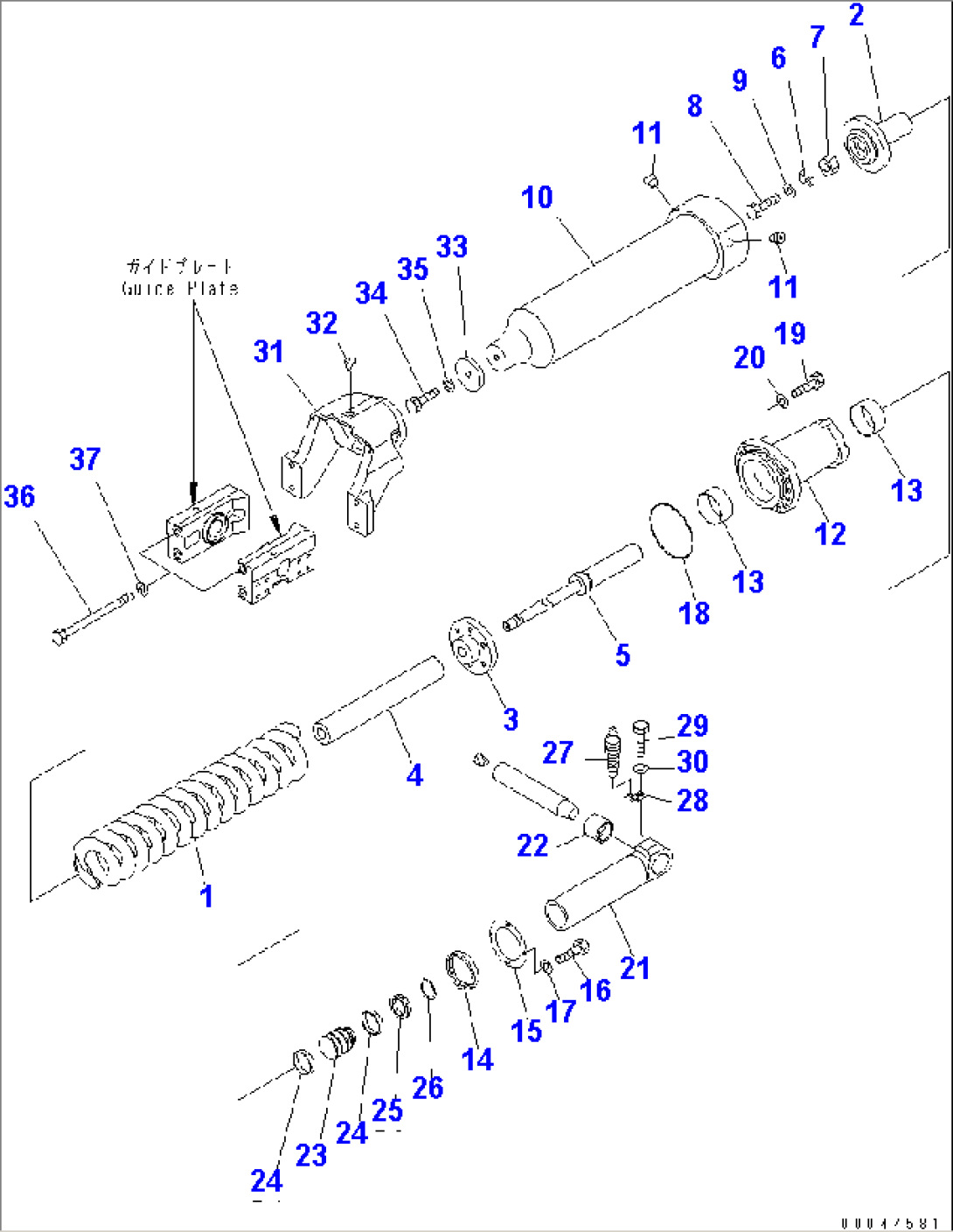 TRACK FRAME (RECOIL SPRING AND CYLINDER) (R.H.)(#76434-)