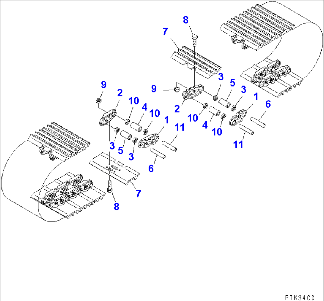 TRACK SHOE (TRIPLE GROUSER WITH HOLE) (600MM WIDE)