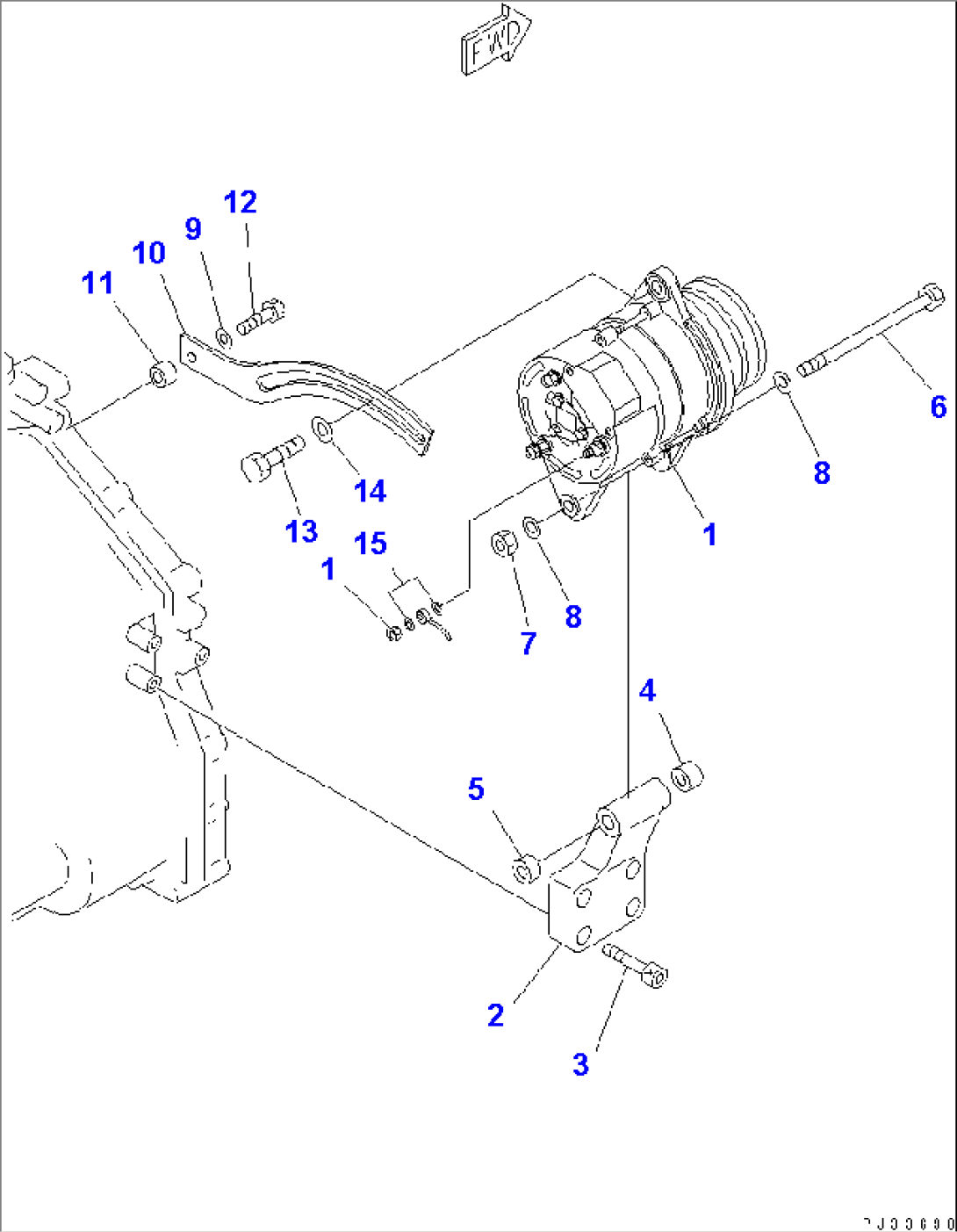 ALTERNATOR AND MOUNTING (25A) (ALTERNATOR WITH HARDENING PULLEY)