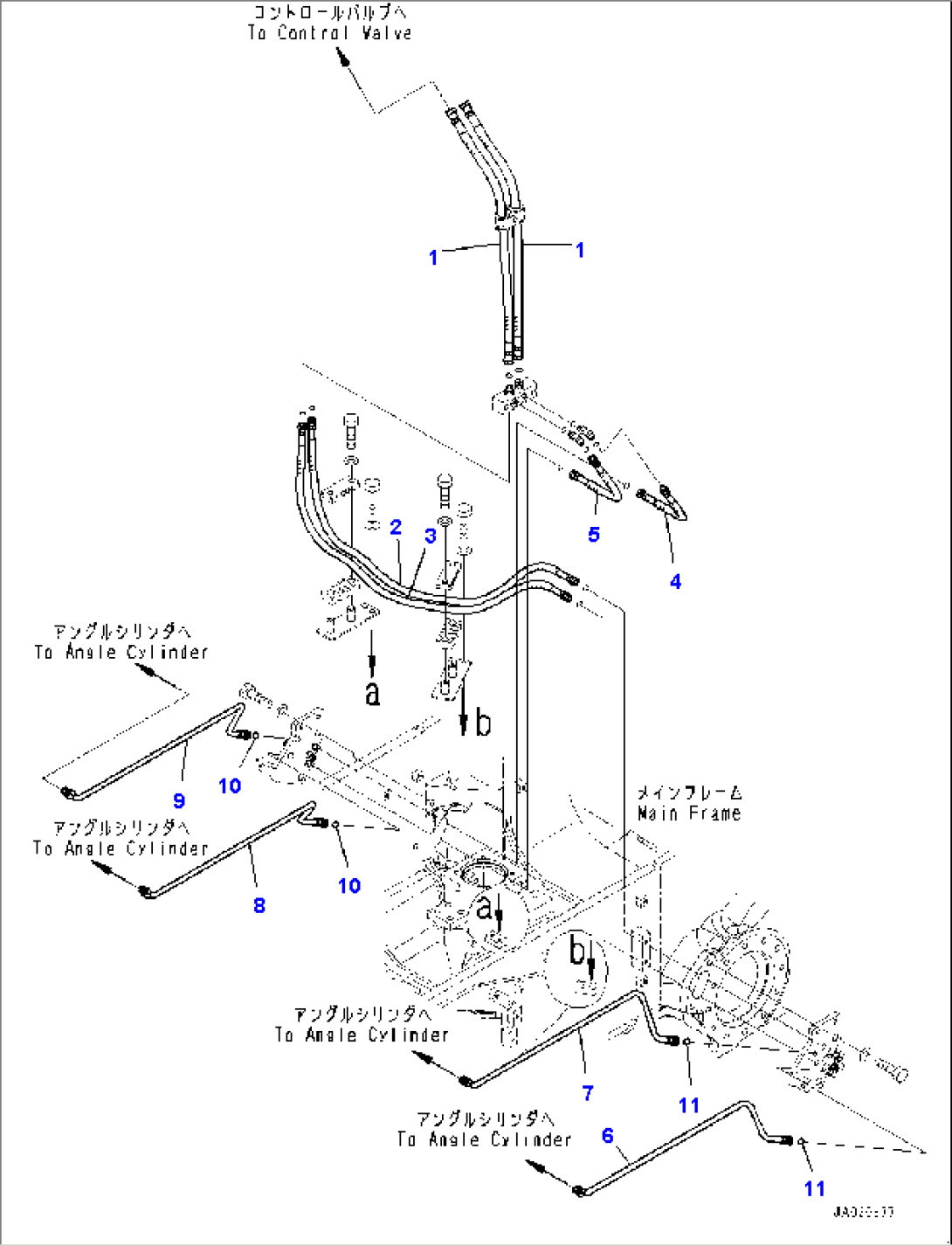 Dozer Blade Angle Piping, Piping (#80001-)