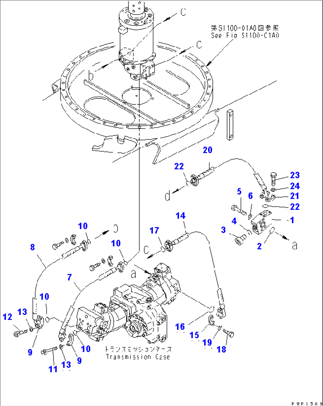 TRAVEL LINE (SWIVEL JOINT TO TRAVEL MOTOR) (HDBP)(#K32009-)