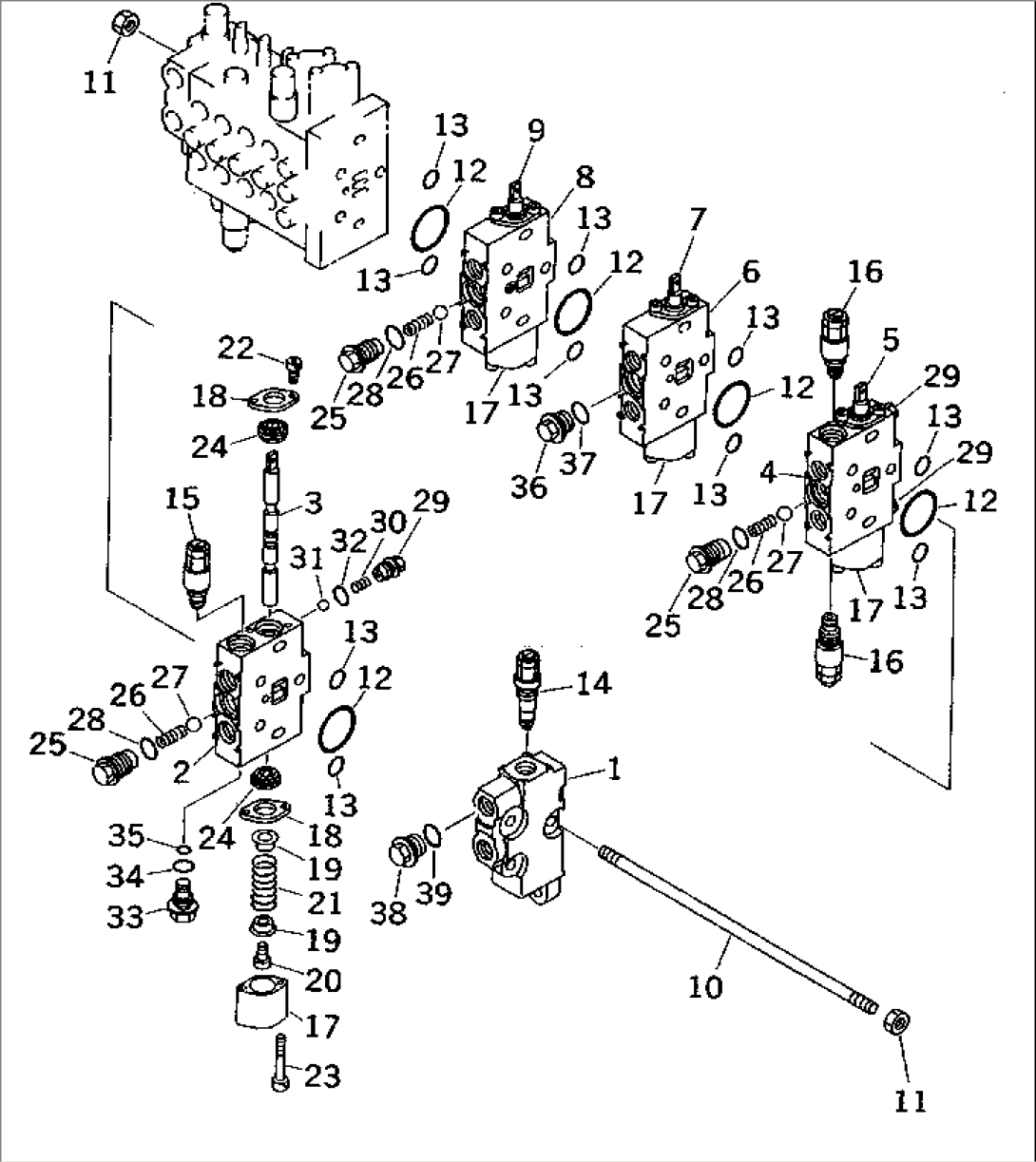 HYDRAULIC CONTROL VALVE (9-SPOOL) (1/3) (INNER PARTS)